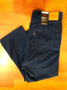 NWT Womens Levi's Ribgage Straight Indigo Blue Corduroy Jeans W36xL27 - $108.00 - Picture 1 of 9