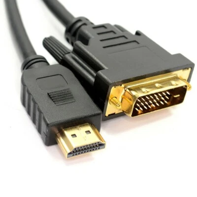 10M DVI to HDMI Cable DVI-D 24+1 Pin Male to HDMI Digital Lead PC to HD TV LED - Image 1 of 4