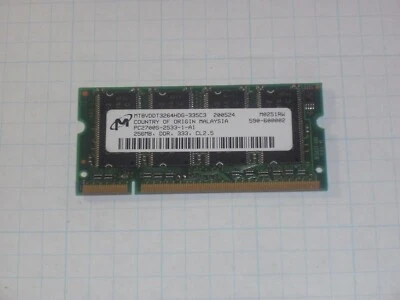 Micron PC2700-2533 256 MB RAM Card, MT8VDDT3264HDG-335C3, CL 2.5, DDR-333 MHz - Image 1 of 2