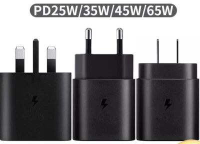25W35W45W65W Type C USB-C Fast Wall Charger +Cable For Samsung Galaxy S20 S21 5G - Image 1 of 4