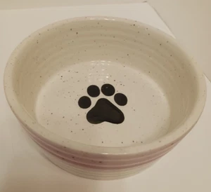 Signature Housewares Stoneware Pet Food Bowl. Speckled pink . 6” Diameter. New. - Picture 1 of 6