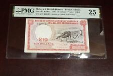 Malaya and British Borneo ; 10 dollars 1961, P-9a, PMG VF 25 pinholes