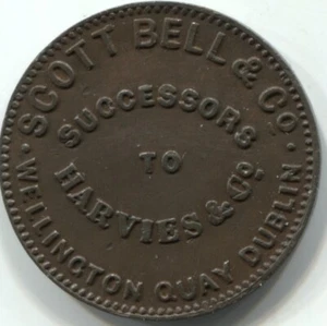 RARE - 1800'S DUBLIN FARTHING - SCOTT BELL & Co. - Altered Rev W 6222 - LIT 2011 - Picture 1 of 11