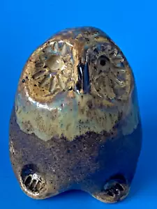 OLD MILL TN POTTERY OWL SIGNED STONEWARE FIGURINE SALT GLAZE BROWN BIRD OOAK - Picture 1 of 11