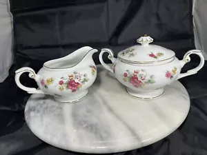 Yamaka China Vintage "Apple Blossom" Sugar & Creamer Set - Picture 1 of 11