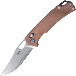 SRM Knives 9203-MN2 Ambi Lock Brown Micarta Folding 140Cr Pocket Knife 9203MN2 - Picture 1 of 6