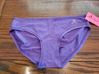 NWT BETSEY JOHNSON ROUCHED BACK BIKINI SLINKY KNIT PANTIES 721802 ABGPP PURP M - Image 1 of 2