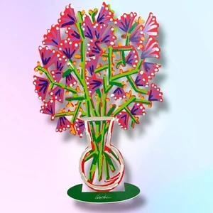 David Gerstein Wildflower Bouquet Polychrome Cut Out Steel Pop Art Sculpture - Picture 1 of 9