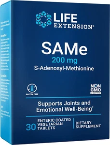 Life Extension SAMe 200mg Promotes Mood, Liver&Joint Health-30enteric-VG tablets - Picture 1 of 3