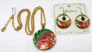 Brighton TERRA TROPICA NWT $186 Crystal Enamel Flower Necklace & Earrings Set - Picture 1 of 5