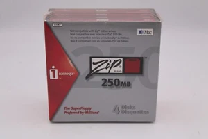 Iomega 11067 Zip 250 MB Disks Mac Formatted 4-pack NIP NEW Sealed - Picture 1 of 4
