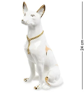 Pavone Porcelain Figurine Dog Gold White Statue Sculpture 9" MADE IN ITALY - Picture 1 of 3