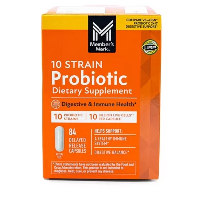 Member’s Mark 10‑Strain Probiotic Capsules 84‑Count – Digestive Health - Image 1 of 4
