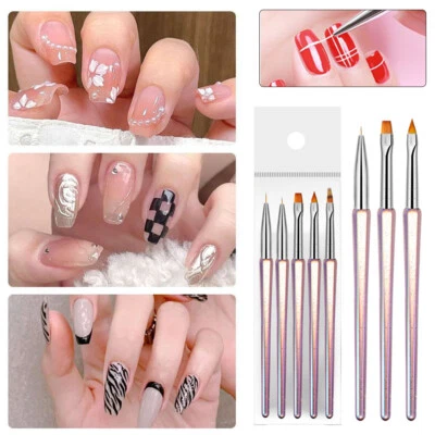 5Pcs/set Nail Gel Brush UV Gel Builder Spatula & Brush Nail Art Brush Tools + - Image 1 of 4