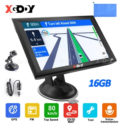 XGODY 9 Zoll GPS Navi Auto LKW PKW Navigationsgerät EU 48 Länder Karte 16G 256MB - Bild 1 von 4