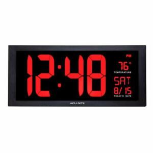 Acu-Rite AcuRite 75100C 18-Inch Large Led Clock with Indoor Temperature, Black