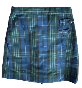 Dennis Girls School Uniform Skirt Skort Shorts Plaid Size 8 Green Blue #3521 - Picture 1 of 8