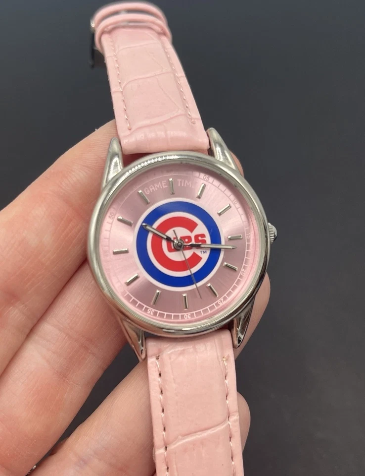 Chicago Cubs MLB Ladies Pink Game Time Watch - Wristwatch With New Battery - Image 1 of 4