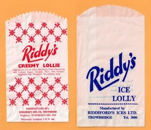 Vintage ICE LOLLY WRAPPER x 2 - Riddiford's of TROWBRIDGE - Ephemera Wiltshire - Picture 1 of 2