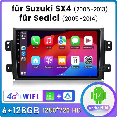 128G Für Suzuki SX4 Fiat Sedici 2006-13 Autoradio CarPlay Android 14 GPS SWC DAB - Bild 1 von 4