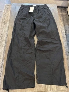 Zara Black Drawstring Jogger Parachute Pants Baggy Grunge Womens Small New - Picture 1 of 1