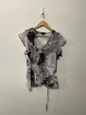 Blusa de manga corta floral de gasa Next para mujer - talla 12 Foto 1 de 3