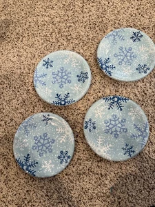 4 Home Dessert Plates with Snowflakes 7" - Picture 1 of 3