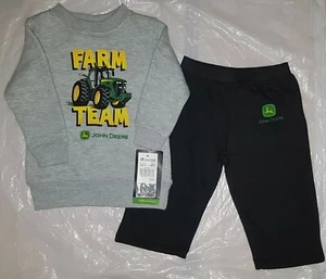NWT John Deere boys gray black sweatshirt sweatpants 2 piece set 12M FARM TEAM - Picture 1 of 1
