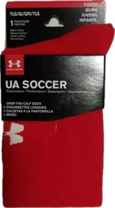 Under Armour Boys Youth Large Soccer Performance Over the Calf Socks Red NEW - Picture 1 of 4