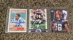3  AUTOGRAPHED FOOTBALL CARDS SAN DIEGO CHARGERS JOINER FOUTS MERRIMAN GET ALL 3