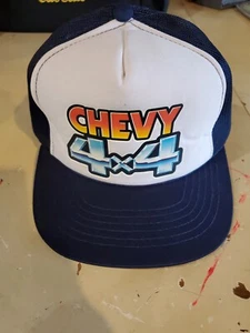 Vintage Trucker Mesh Blue And White Chevy Trucker Hat - Picture 1 of 3