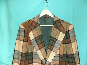 Excelente! De colección años 70 HECHT CO. ABRIGO DEPORTIVO A CUADROS, LANA, CODERAS, HECHO EN EE. UU. UNION, Talla 42 - Imagen 1 de 16