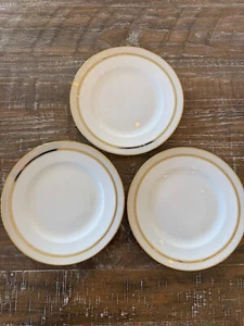 WEDGWOOD MARTHA STEWART Bone China Plate RIBBON STRIPE Gold 8" Lot Of 3 Plates! - Picture 1 of 5