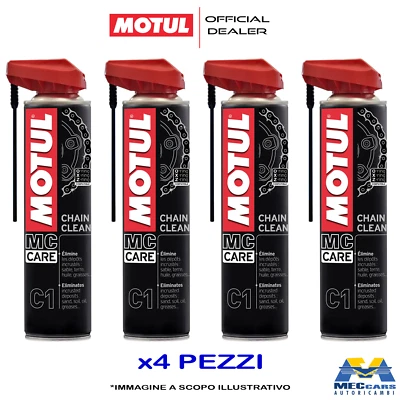 4 x 400ML MOTUL C1 CHAIN CLEAN MC CARE SPRAY PER PULIZIA CATENA MOTO BICI QUAD - Immagine 1 di 4