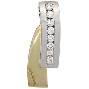 Pendiente Con 8 Diamantes Brillantes 585 Oro Amarillo/Blanco Semi Mate, Dama - Imagen 1 de 3