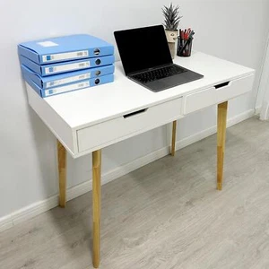 Wooden Computer Desk Dressing Table Home Office Study Bedroom With Drawers White - Picture 1 of 5