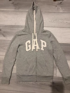 GAP Hoodie Women's Full Zip Grey Logo Long Sleeve Cosy Sweatshirt Size XS - Picture 1 of 9