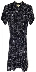 DIESEL Black Gray Print Lyocell Knit Belted Flare Skater Shirt-Dress S = 4/6 ๐ค - Picture 1 of 5
