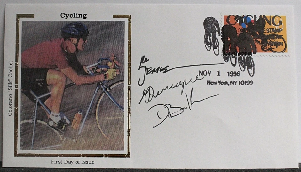 USPS FDC Signed by 3 Olympic Team Members US #3119a 1996 50c Cycling ST1275 - Image 1 of 4