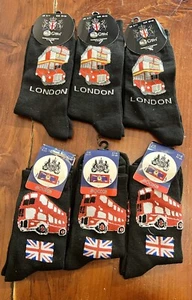 Union Jack Sock Size 6-11(UK) British London Bus Socks - 6 Pairs Socks - Picture 1 of 2