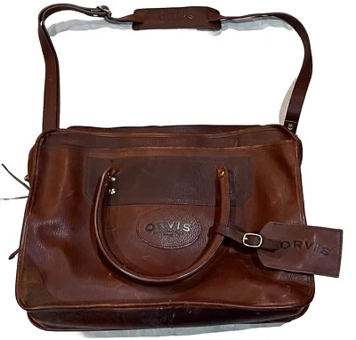 Orvis Hombre Portátil Marrón Cuero Maletín Bolso Foto 1 de 4