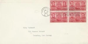 First Day Cover Scott# 791 2 cent Naval Heroes Jan 15 1937 Block of 4 - Picture 1 of 1