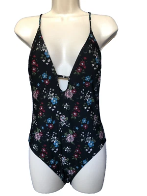 Fashion Union Size S One-Piece Swim Suit Black Floral Women's - Image 1 of 4