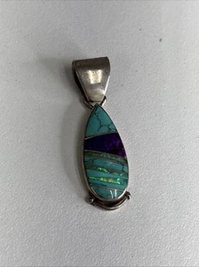 Navajo Künstler C. Webster Sterlingsilber Multi Opal Stein Anhänger 3,7 g - Bild 1 von 10