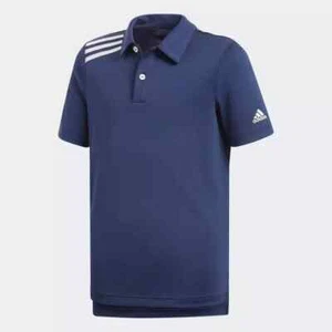 Adidas Golf Boys Polo Shirt, Navy, 3 Stripes Tournament, 9-10Y or 11-12Y, NEW - Picture 1 of 2
