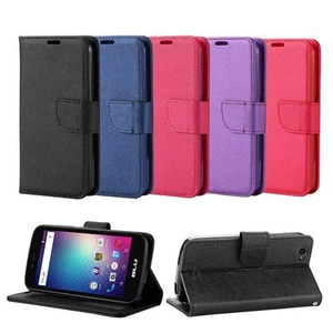 Für BLU Neo X LTE N0010UU Leder Brieftasche Flip Kartenfach Etui Abdeckung + Bildschirmschutz - Bild 1 von 15