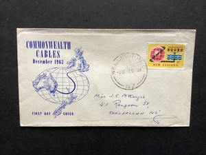 NZ 1963 Commonwealth Cable FDC, unknown brand, Wellington CDS pmk (NZF1318#3) - Picture 1 of 2