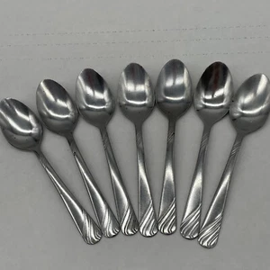 Lote de 7 cucharaditas de cubiertos de acero inoxidable con patrón de vapor Rogers, MCM - Imagen 1 de 5