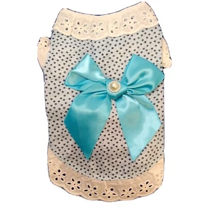 Vestido Mido Pet Perro Estampado Azul Ojales Borde Joyas Lazo Nuevo 12 pulgadas Circunferencia - Imagen 1 de 6
