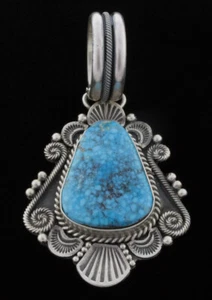 Natural Birdseye Kingman Turquoise Pendant By Michael & Rose Calladitto - Picture 1 of 2